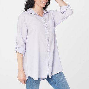 Side Stitch Petite Button Front Tunic with Pocket  10562